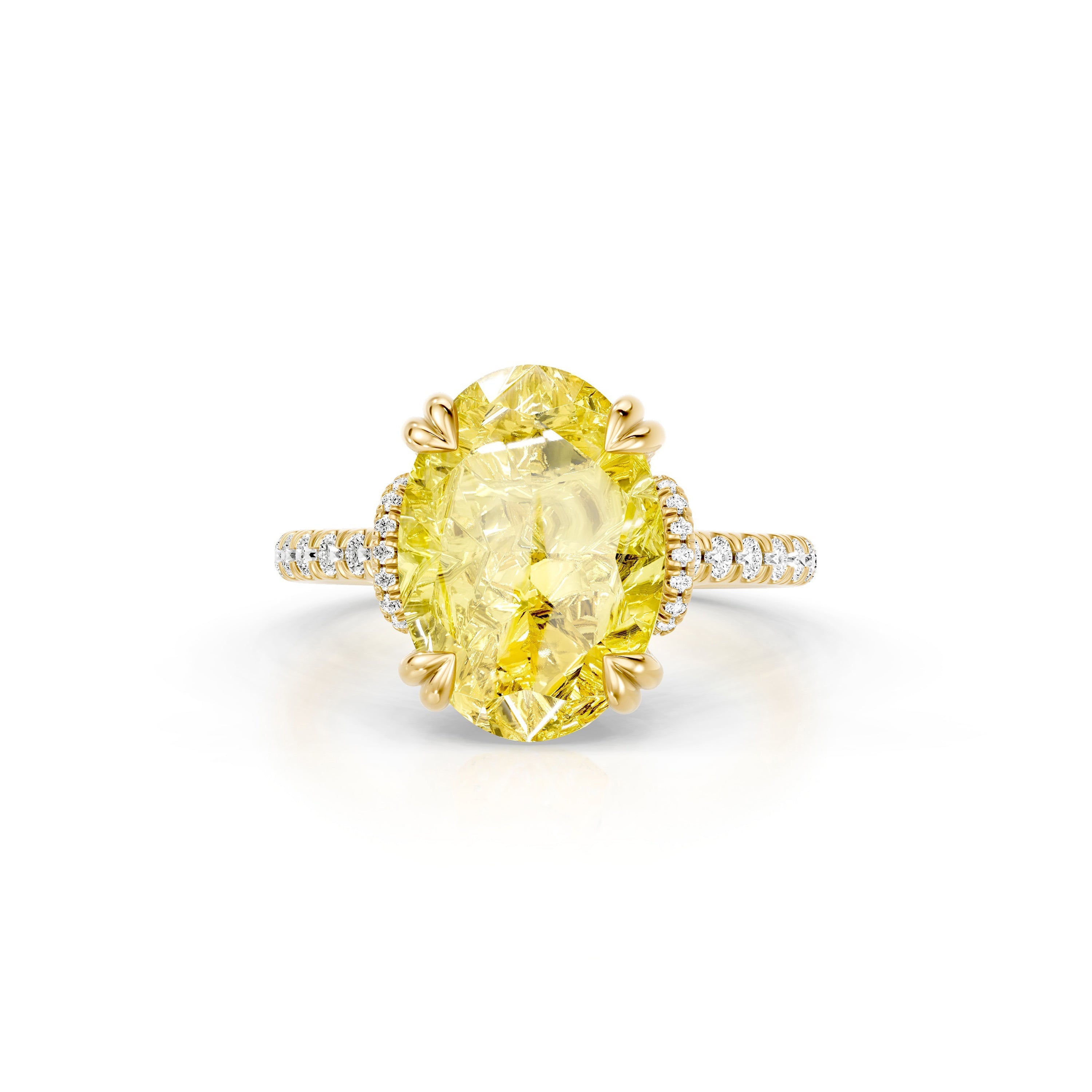 High Jewelry | Nathalie Oval Cut Yellow Diamond Solitaire Engagement Ring