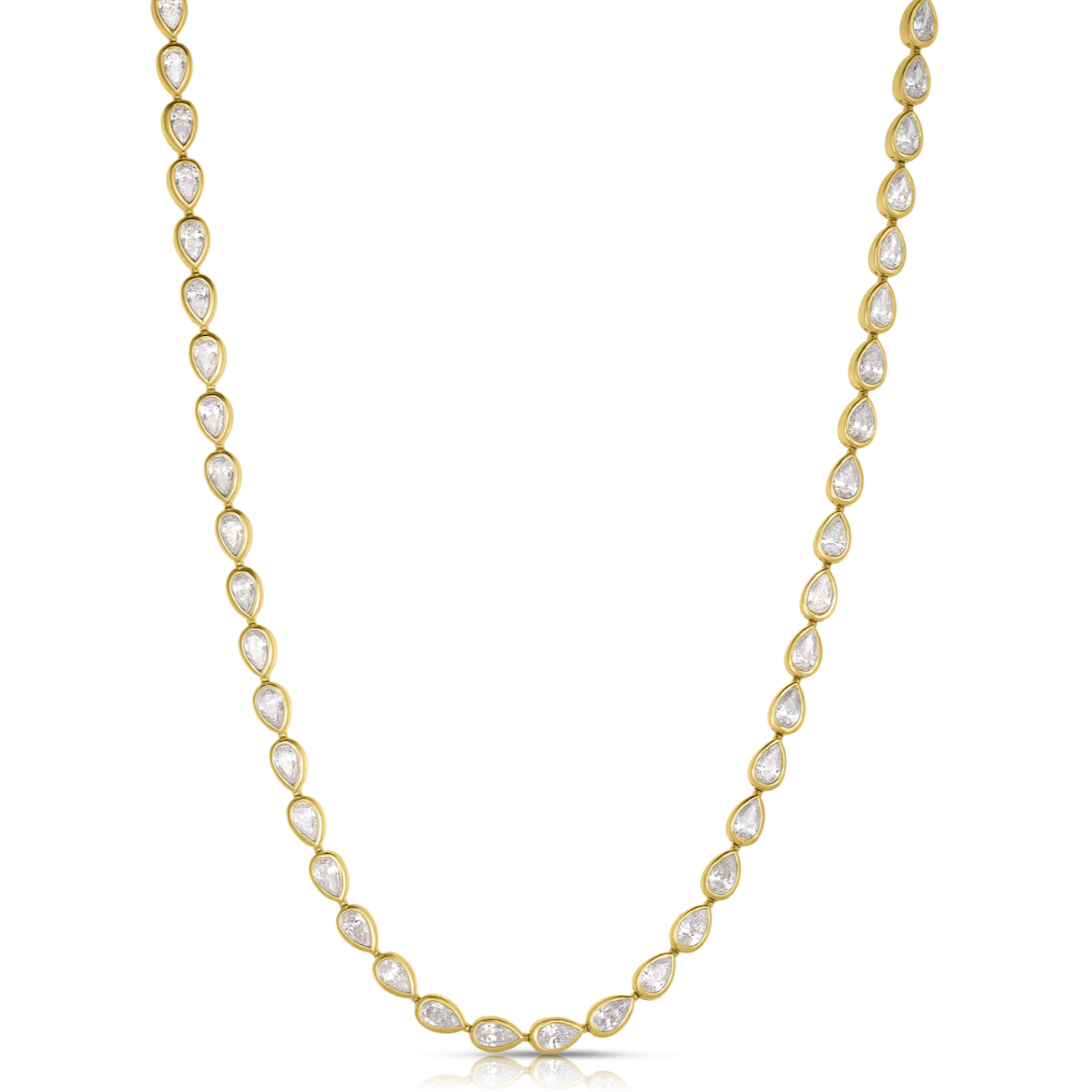 BEZEL SET Pear Cut DIAMOND TENNIS NECKLACE