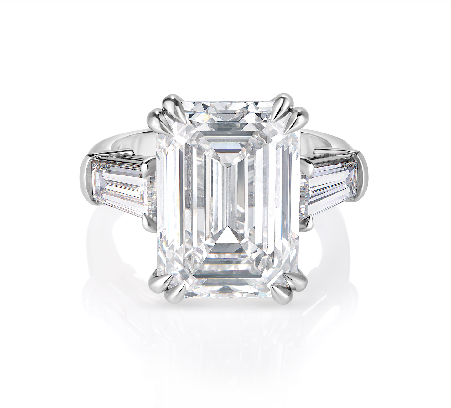 8.50 Carat Emerald Cut Diamond Engagement Ring