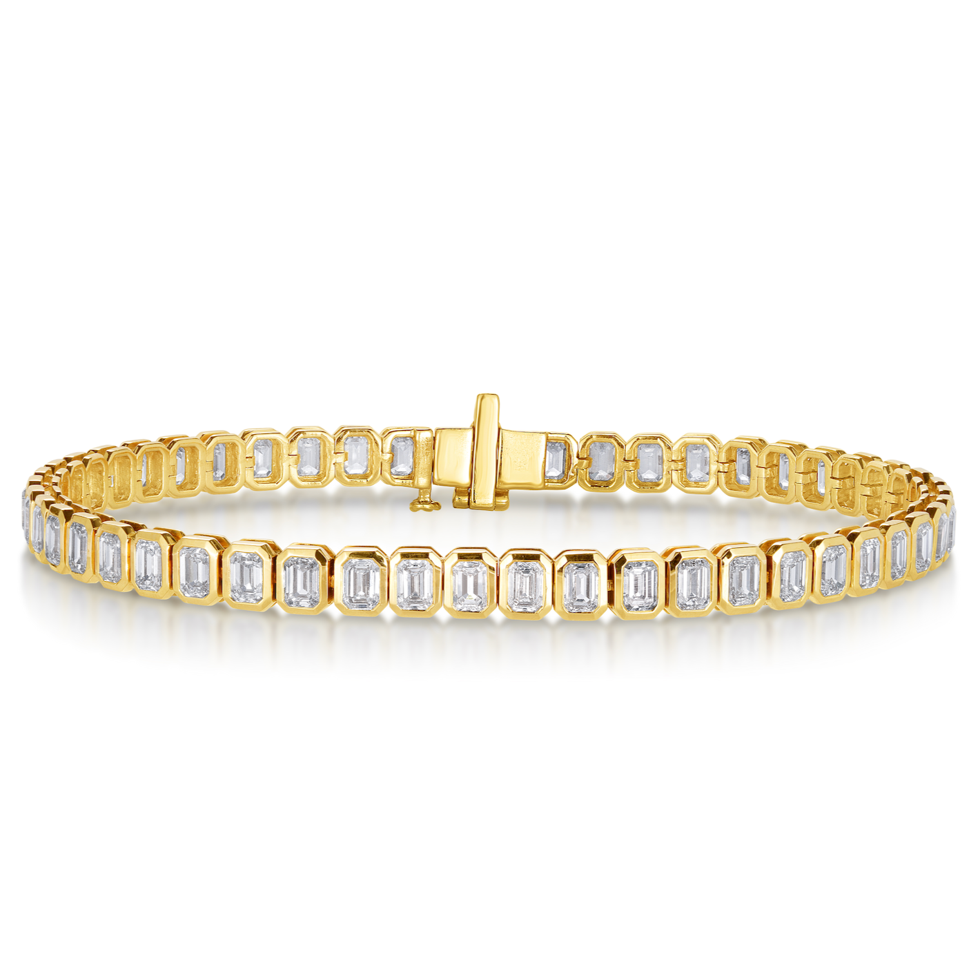 Bezel Set Emerald Cut Lab Grown Diamond Tennis Bracelet