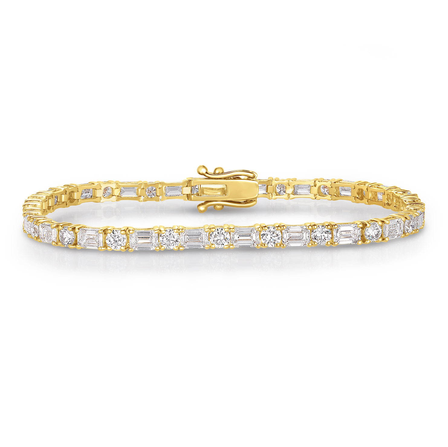 Alternating Emerald Cut and Round Lab Grown Diamond Tennis Bracelet