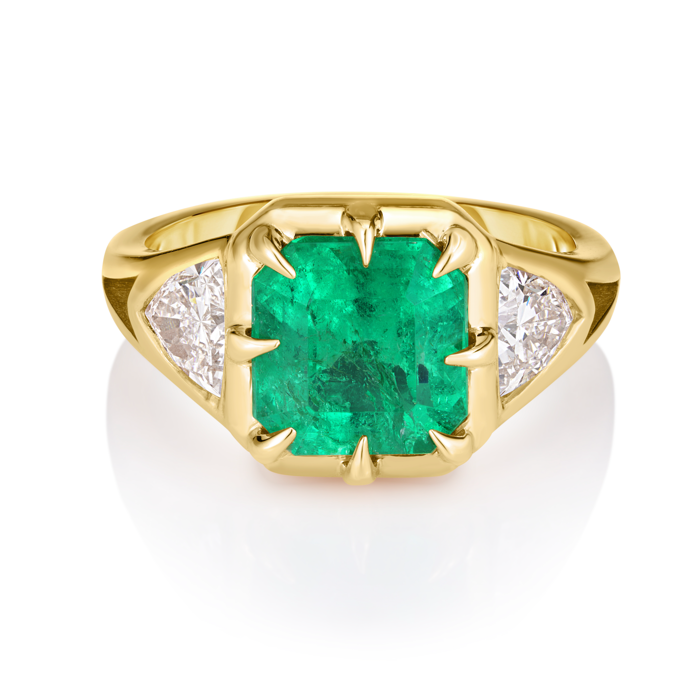 2.50 Carat Green Emerald Cut Diamond Engagement Ring