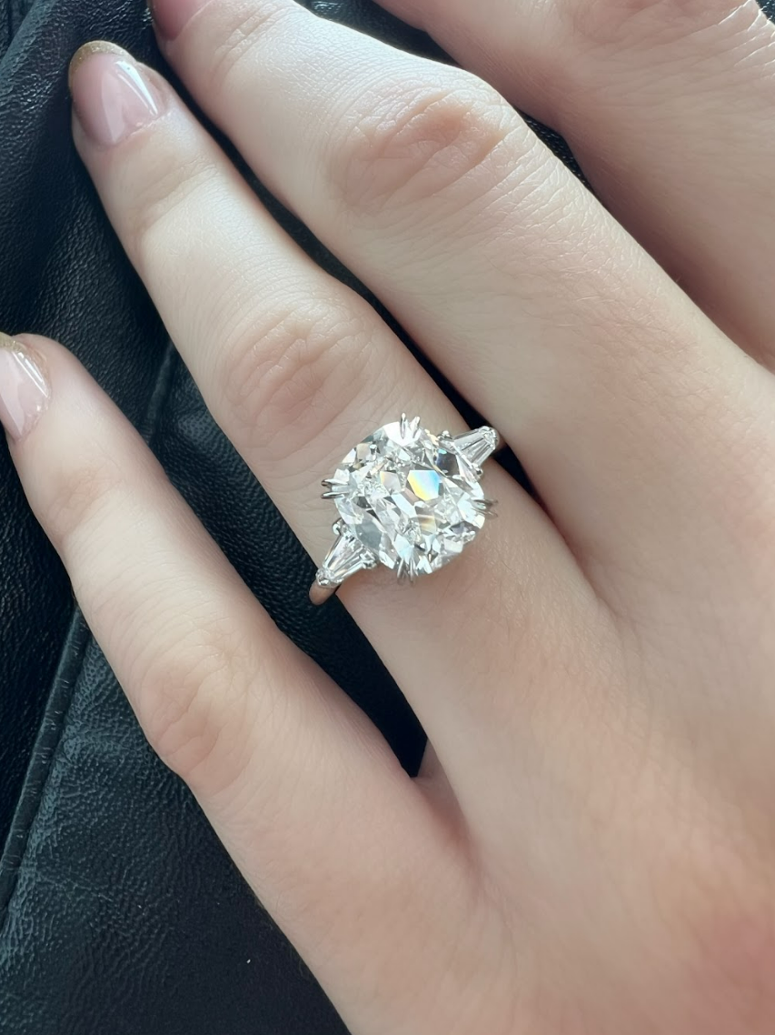 3.00 Carat Antique Cushion Cut Diamond Engagement Ring
