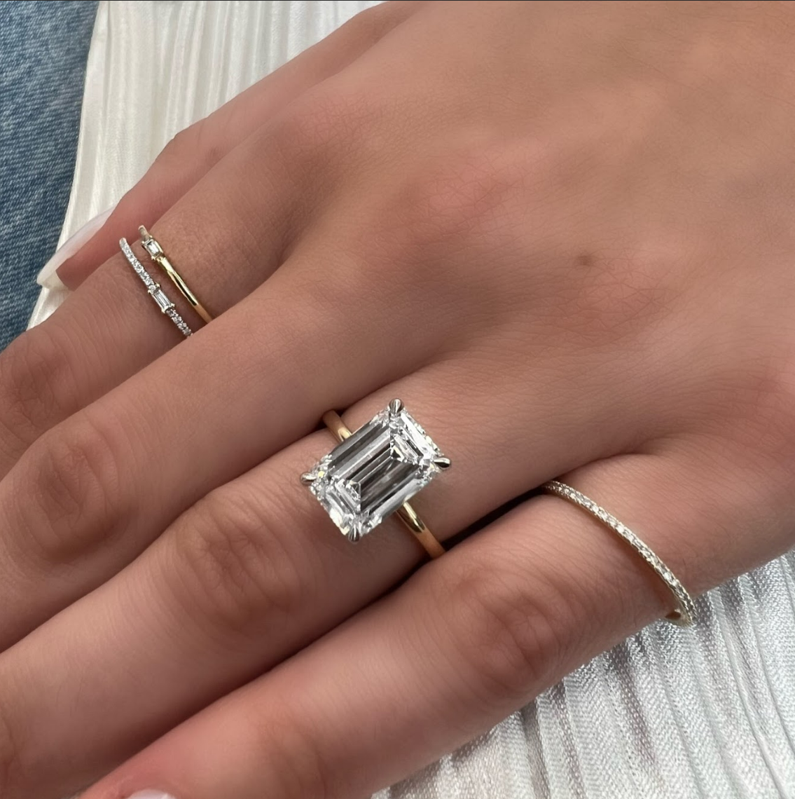 4.00 Carat Emerald Cut Diamond Engagement Ring