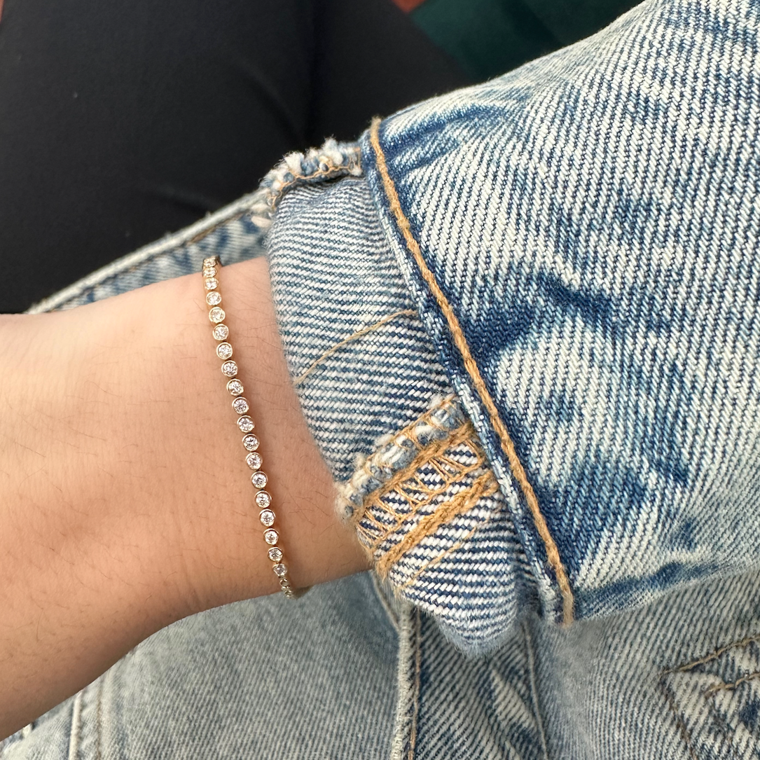 Bezel Set Natural Diamond Half Tennis Bracelet