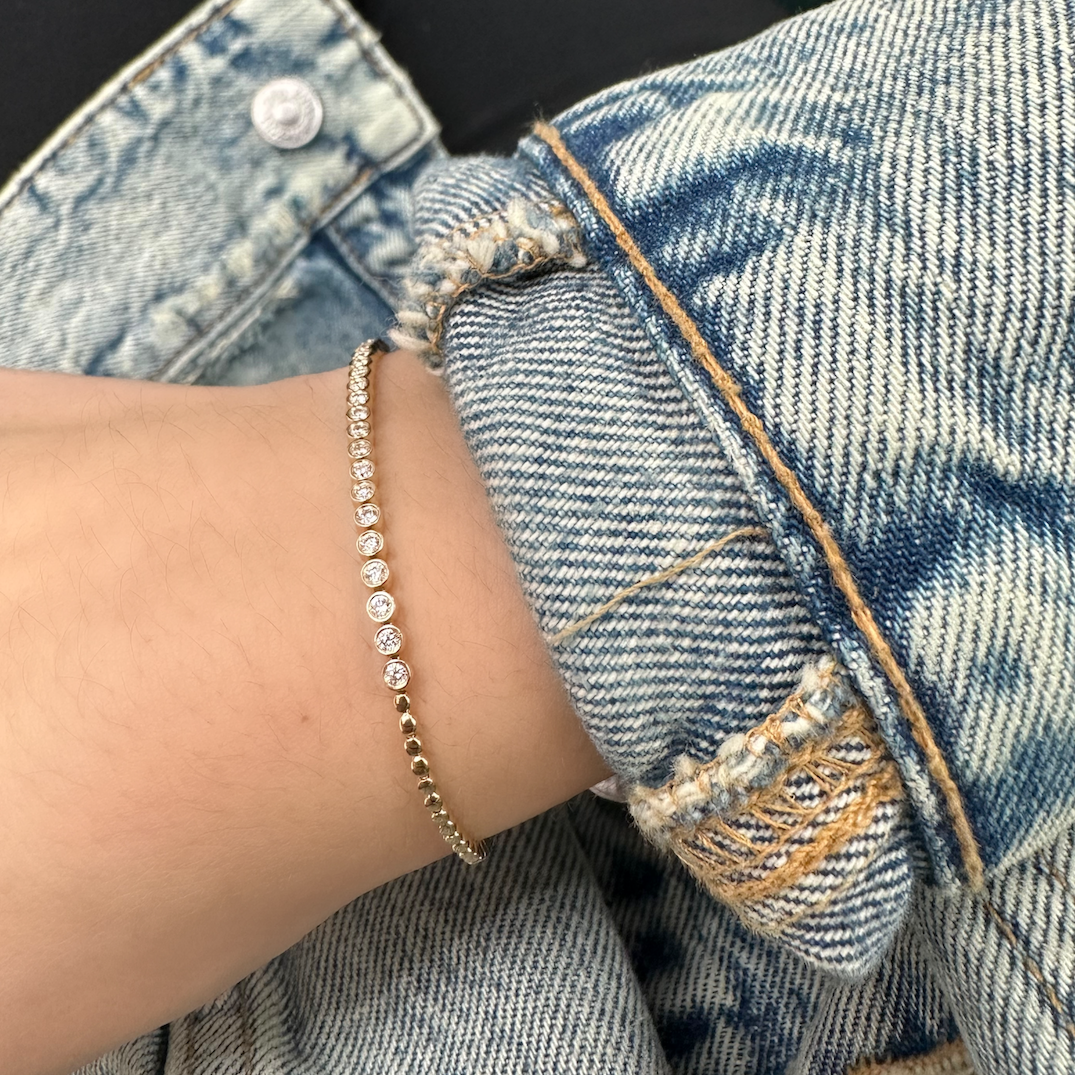 Bezel Set Natural Diamond Half Tennis Bracelet