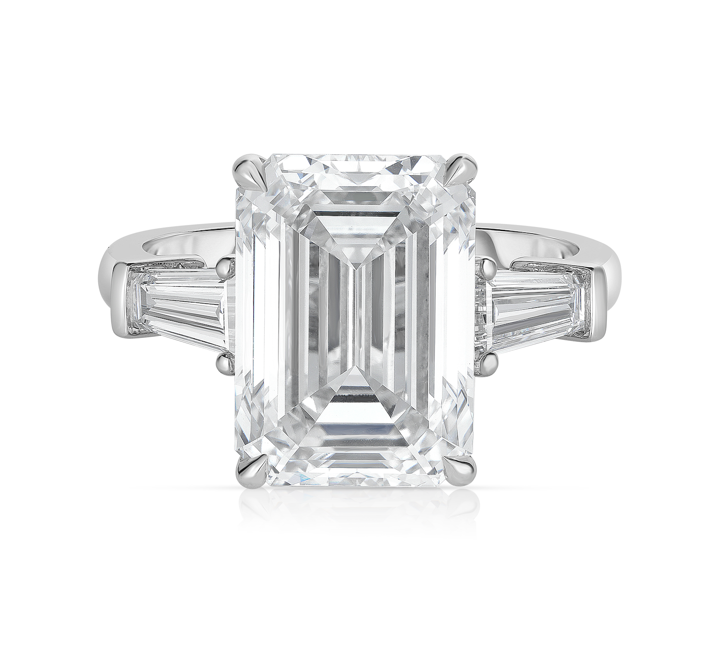 7.50 Carat Emerald Cut Diamond Engagement Ring