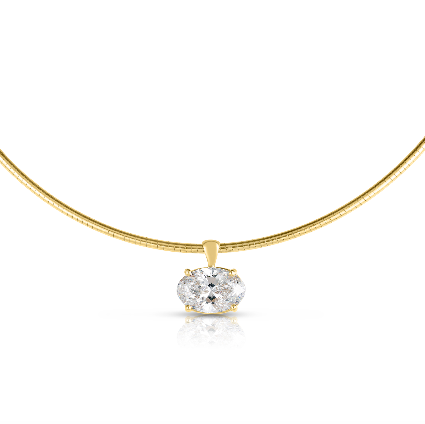Omega Chain Necklace with Diamond Pendant