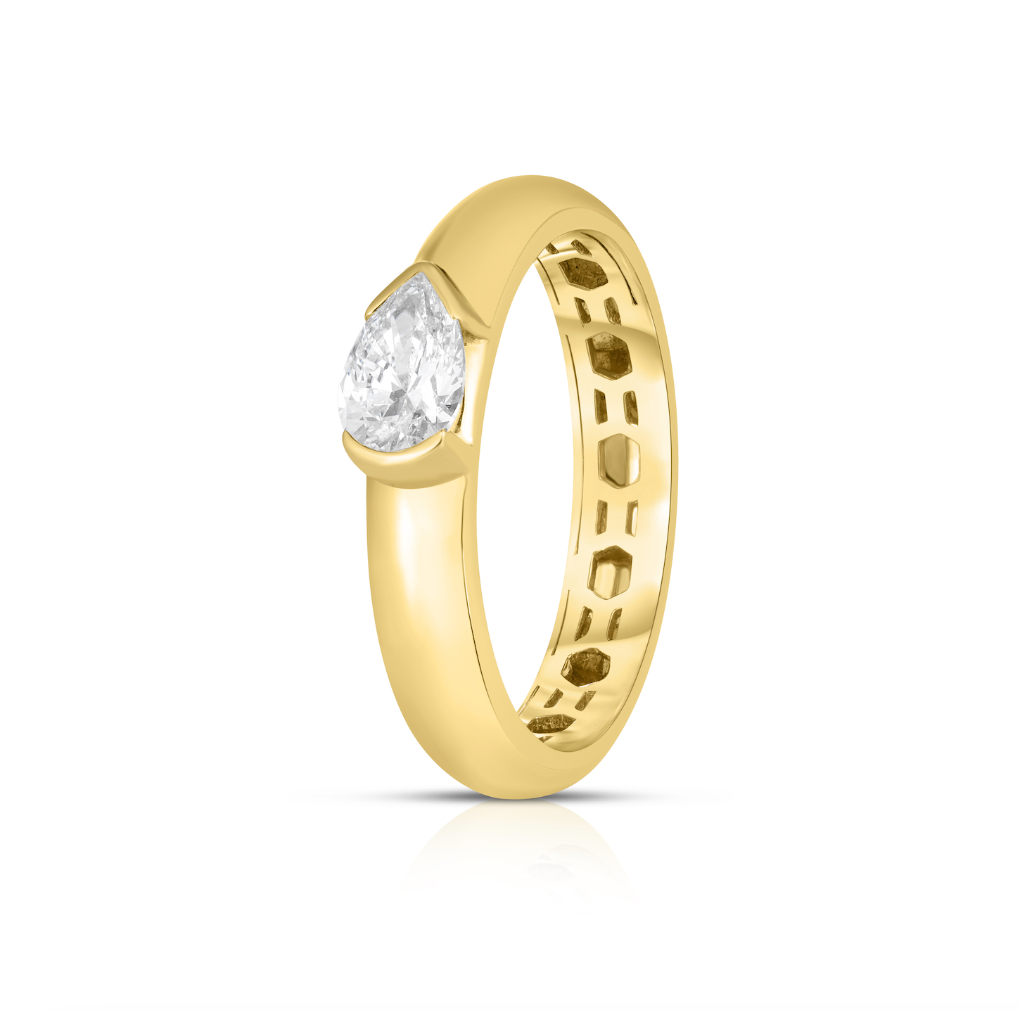 Half Bezel Lab Grown Diamond Puffy Ring