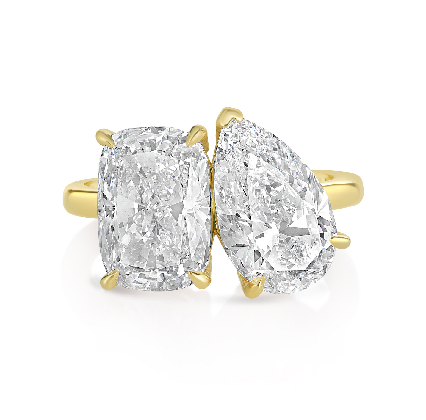 3.00 Carat Pear and 3.50 Carat Elongated Cushion Cut Engagement Ring