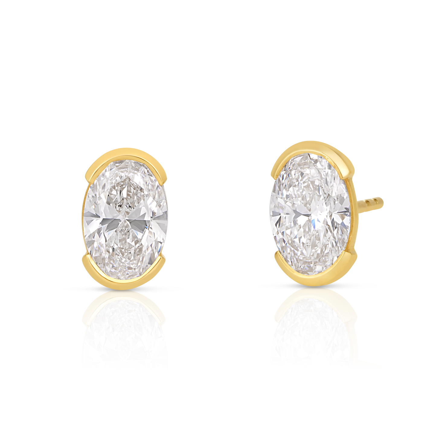 Oval Half Bezel Lab Grown Diamond Studs