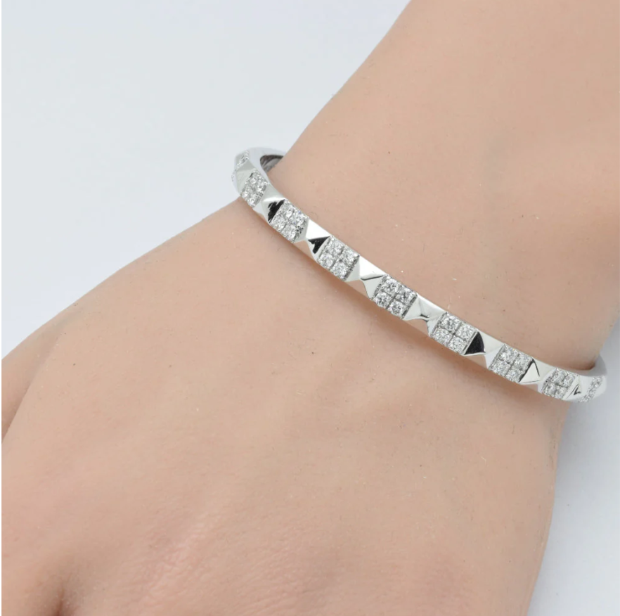 Diamond Spike Studded Bangle Bracelet