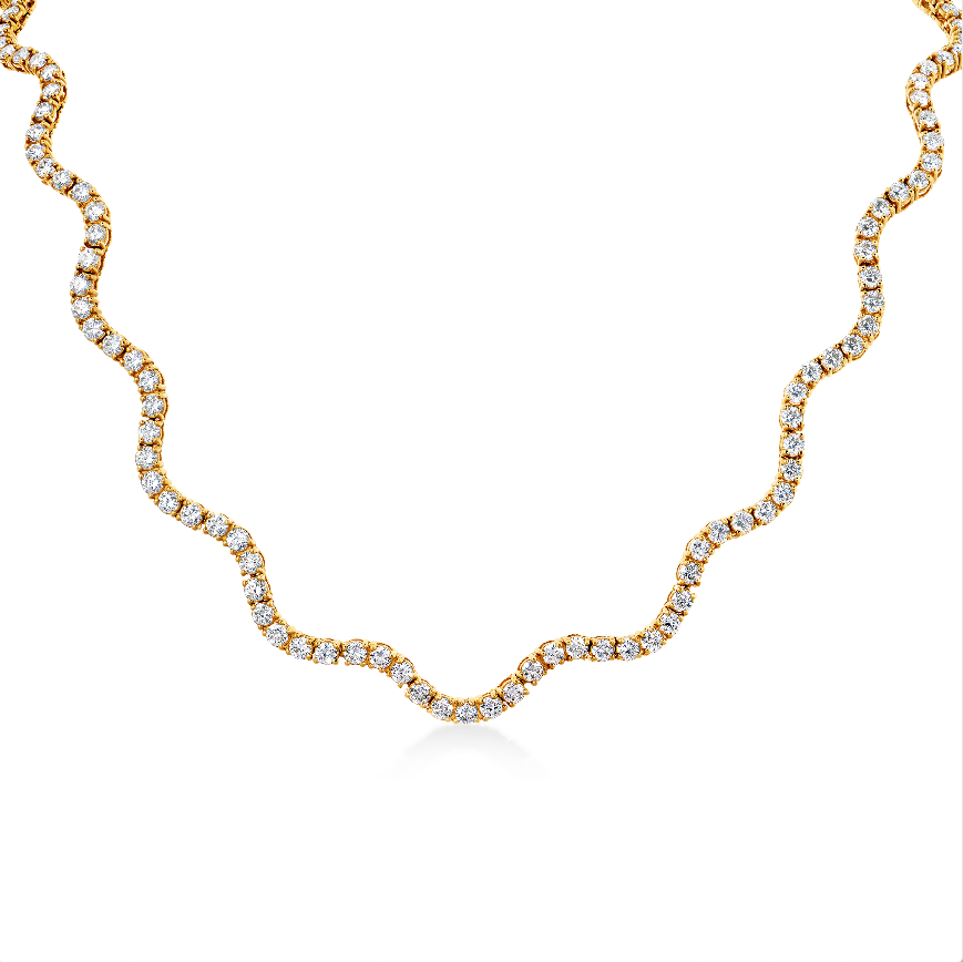 Wavy Diamond Tennis Necklace