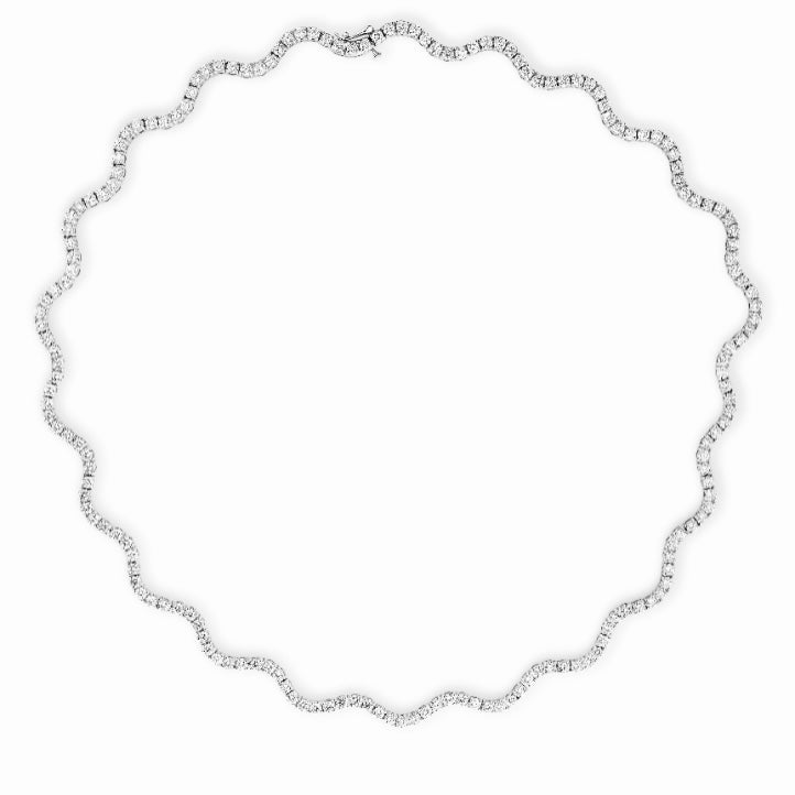 Wavy Diamond Tennis Necklace