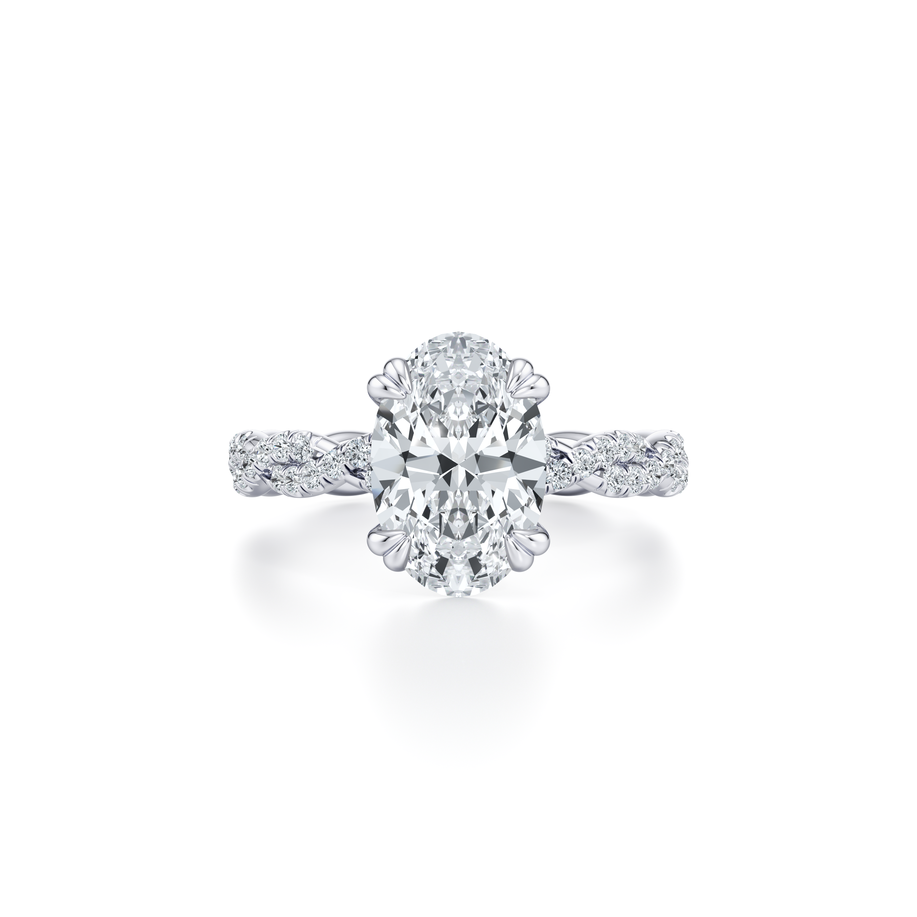 Precious Metal:18k White Gold;Cut Shape:Oval