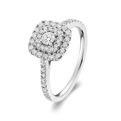 Cushion Double Halo Diamond Engagement Ring