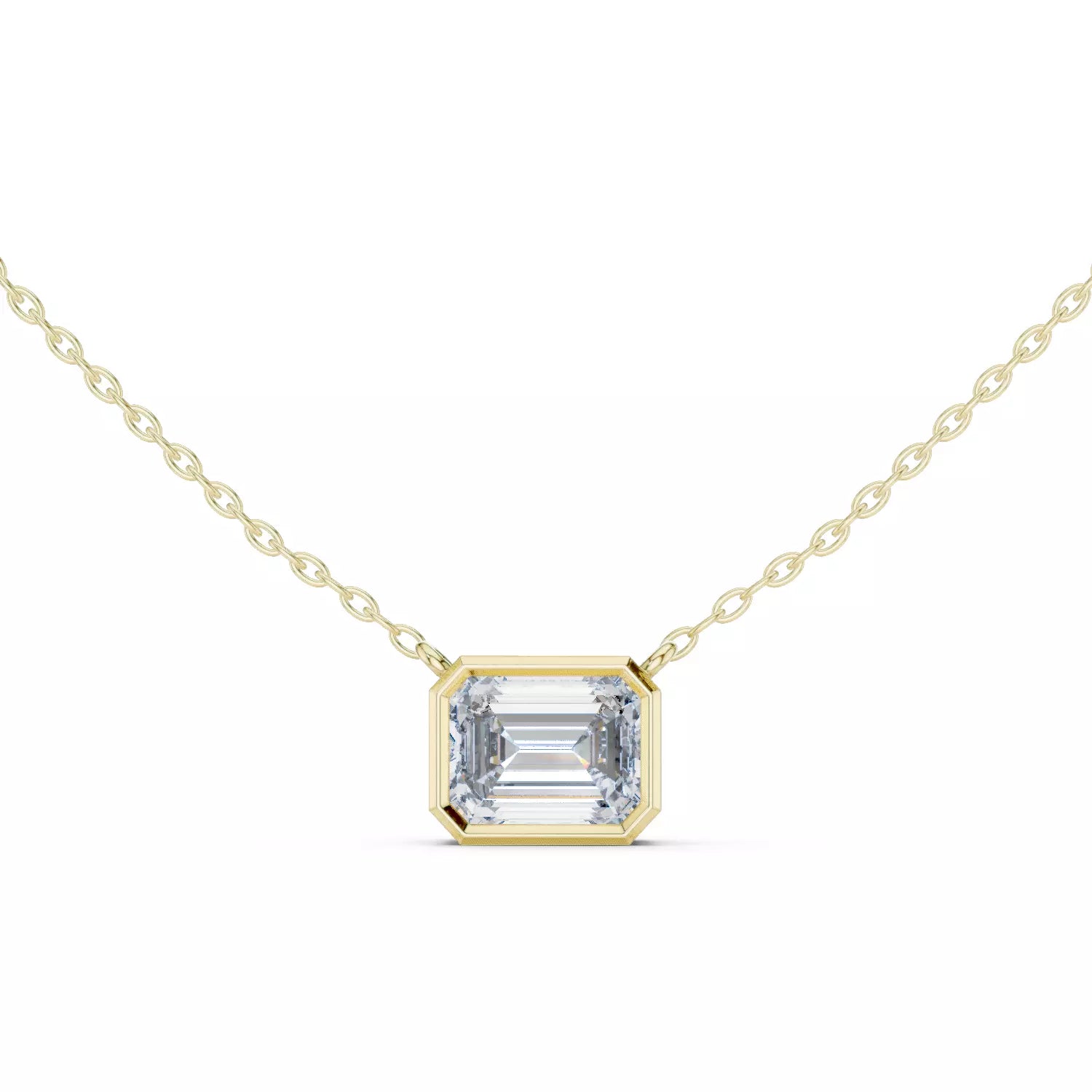 Emerald Bezel Diamond Necklace