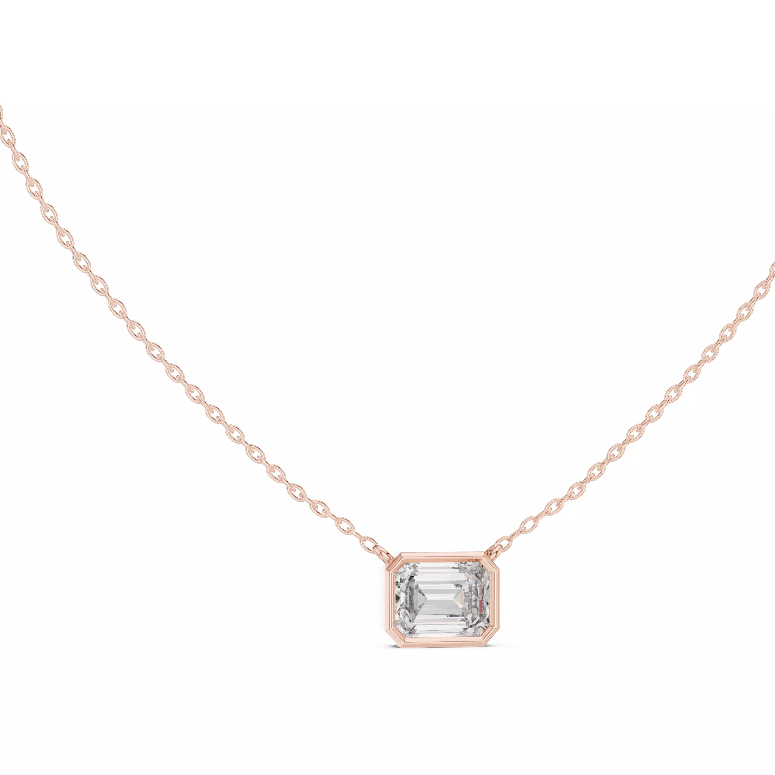 Emerald Bezel Diamond Necklace