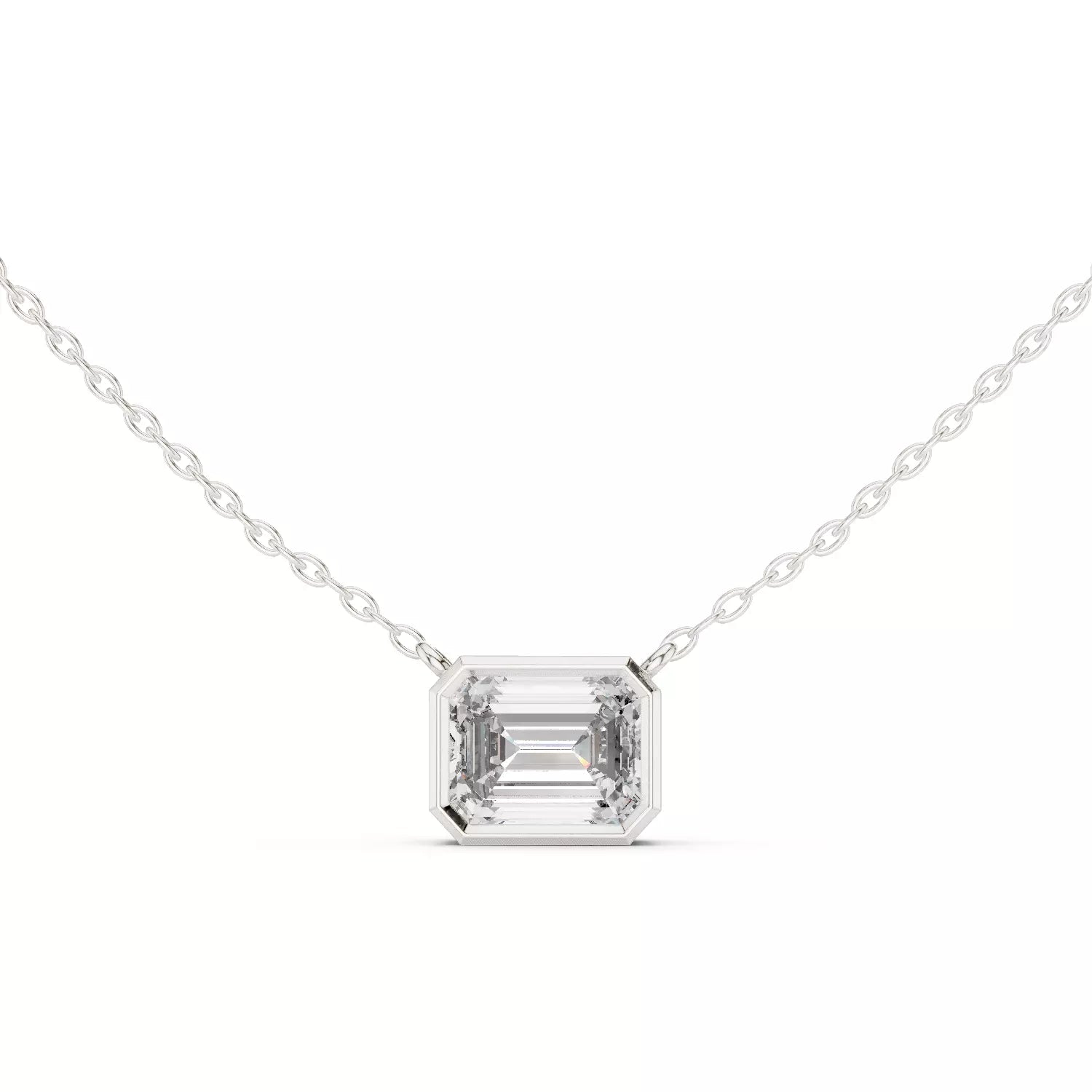 Emerald Bezel Diamond Necklace