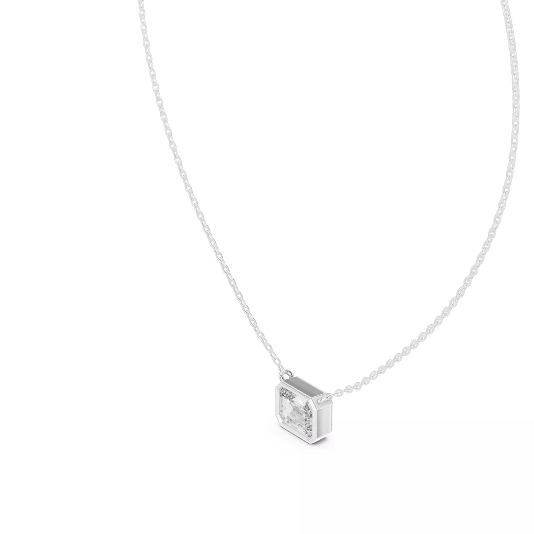 Emerald Bezel Diamond Necklace