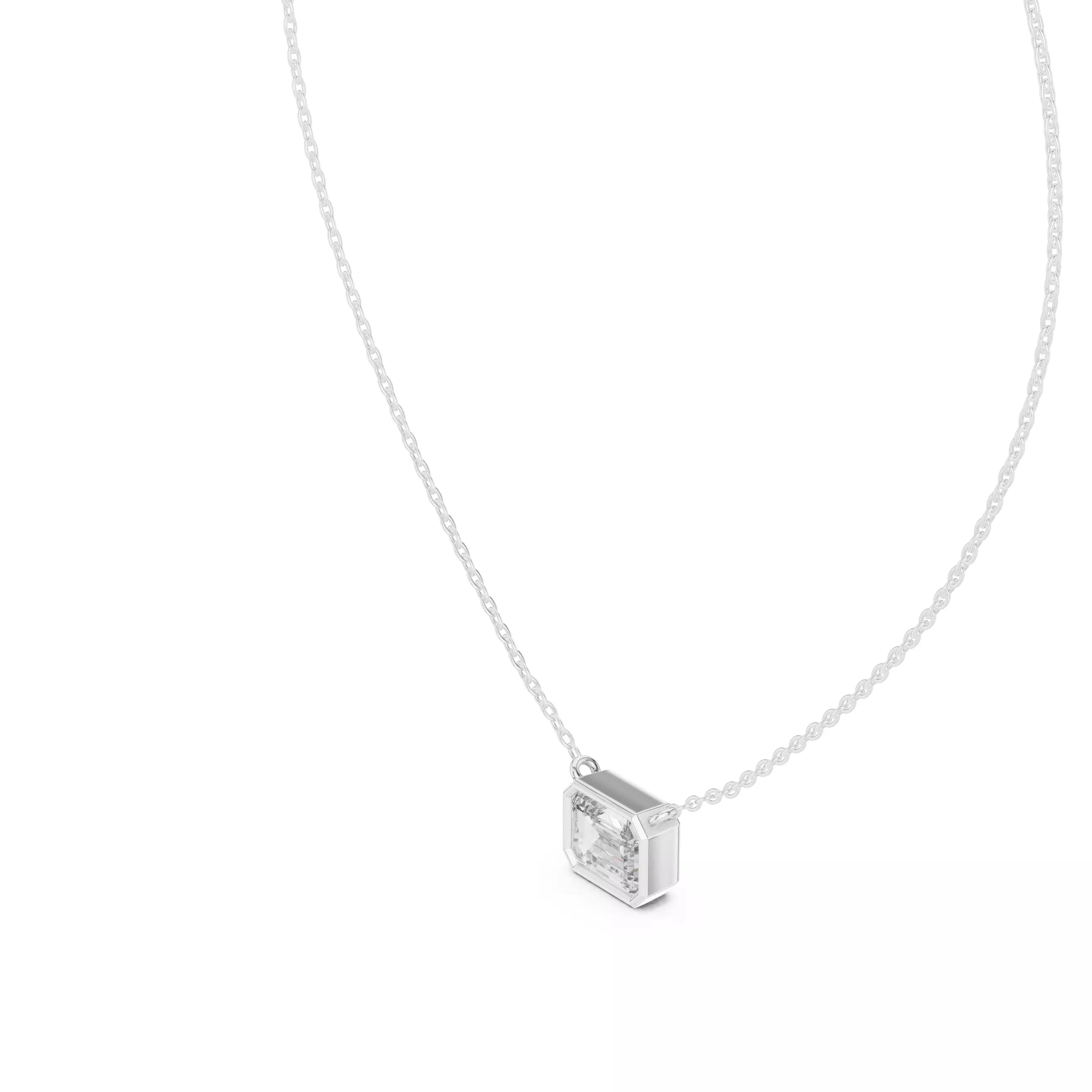 Emerald Bezel Diamond Necklace