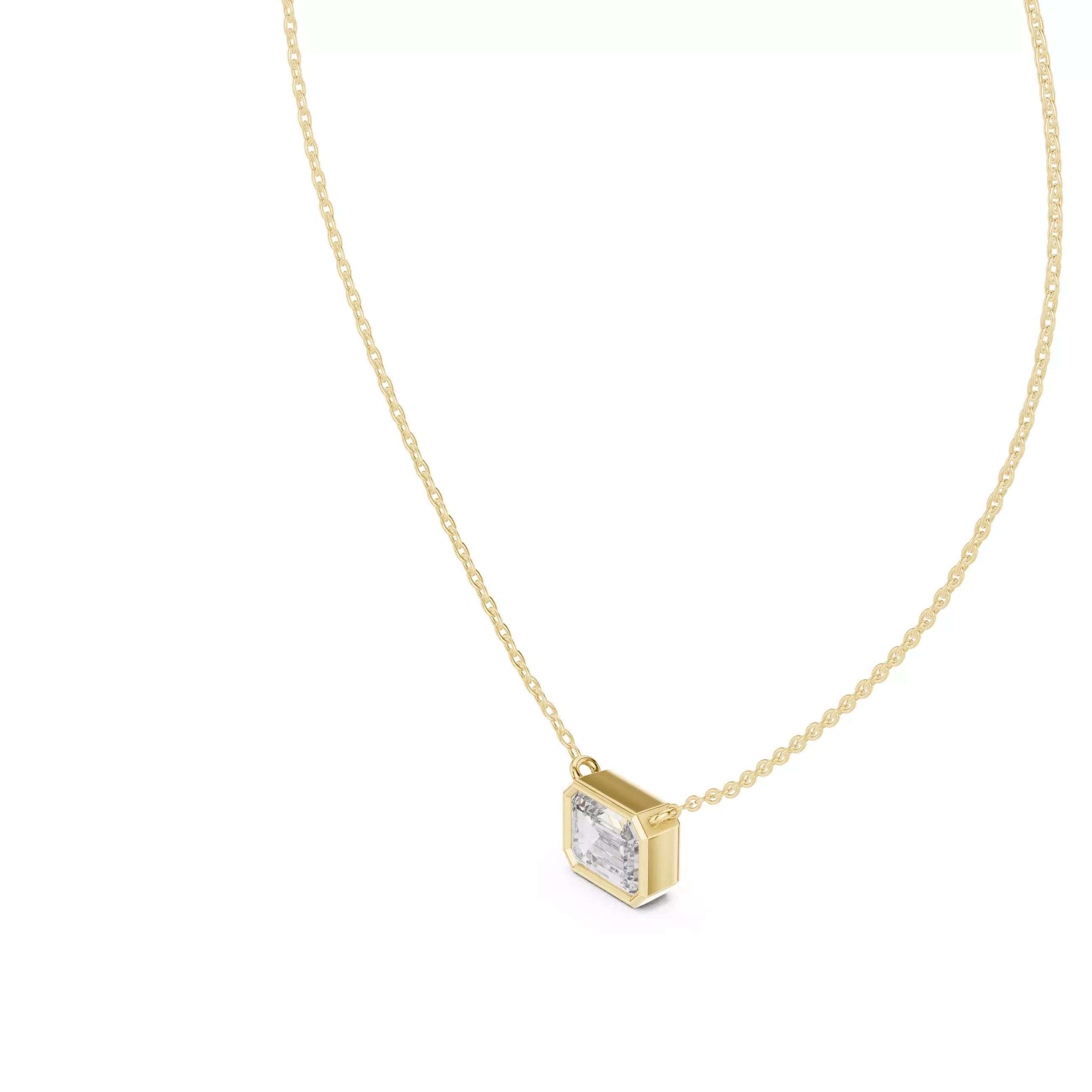 Emerald Bezel Diamond Necklace