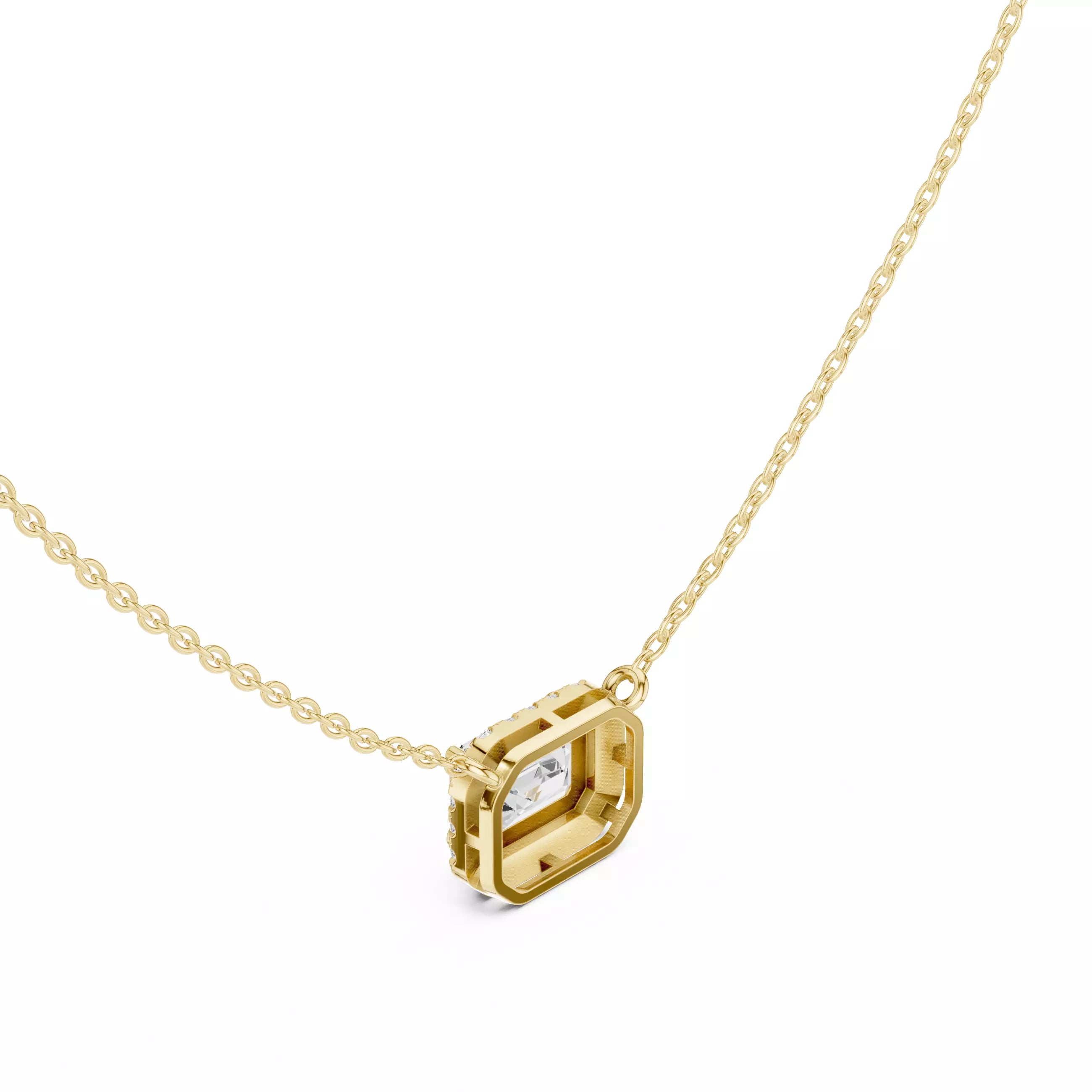Emerald Diamond Stud Pendant Charm Necklace