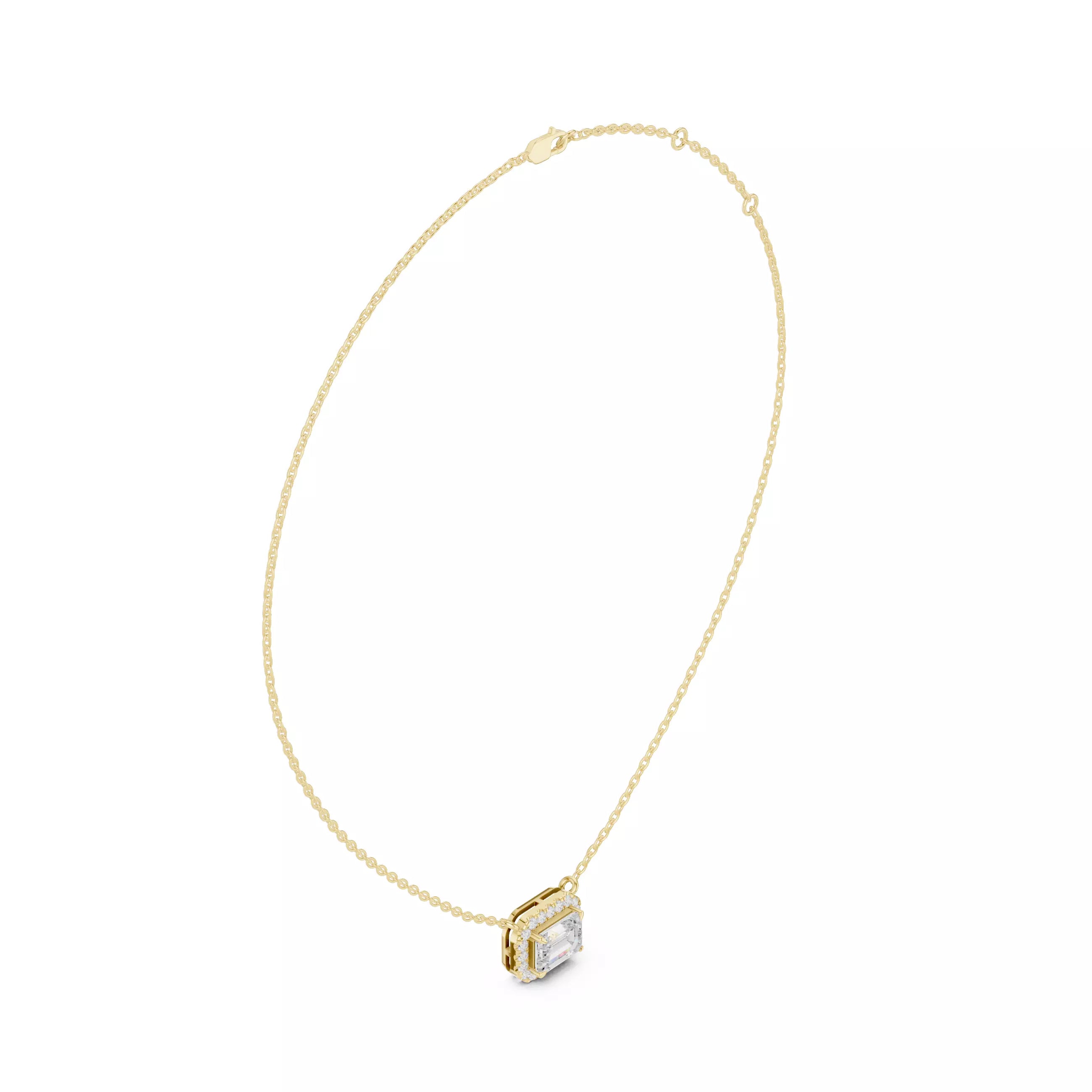 Emerald Diamond Stud Pendant Charm Necklace