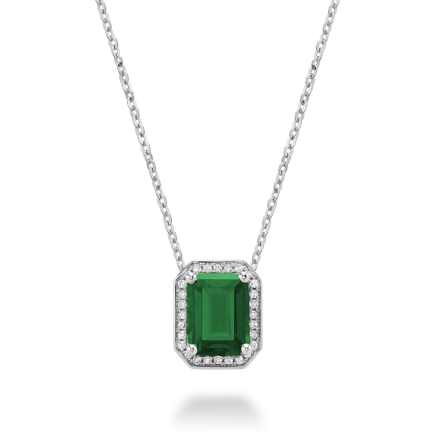 Gemstone & Diamond Emerald Cut Pendant