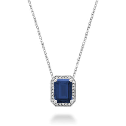 Gemstone & Diamond Emerald Cut Pendant