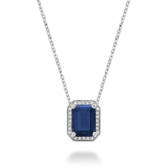 Gemstone & Diamond Emerald Cut Pendant