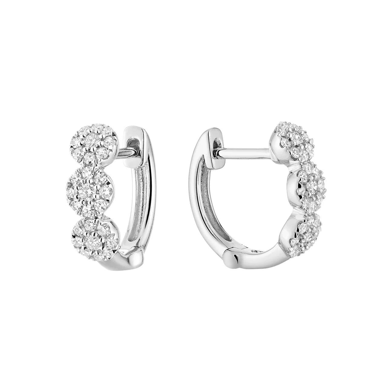 Martini Cup Diamond Halo Huggie Earrings