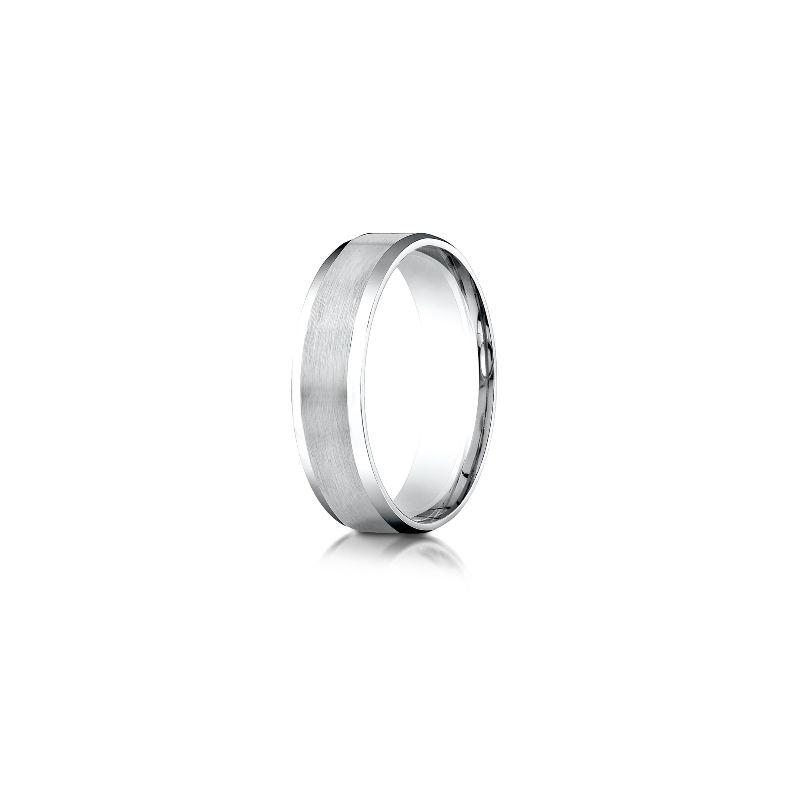 Precious Metal:18k White Gold;Finish:Satin Finished;Band Width:6mm