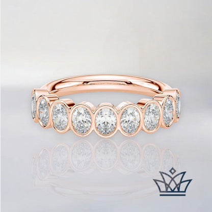 Hannah-Bezel Set Oval Wedding Ring