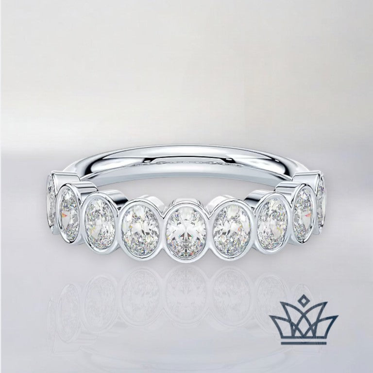 Hannah-Bezel Set Oval Wedding Ring