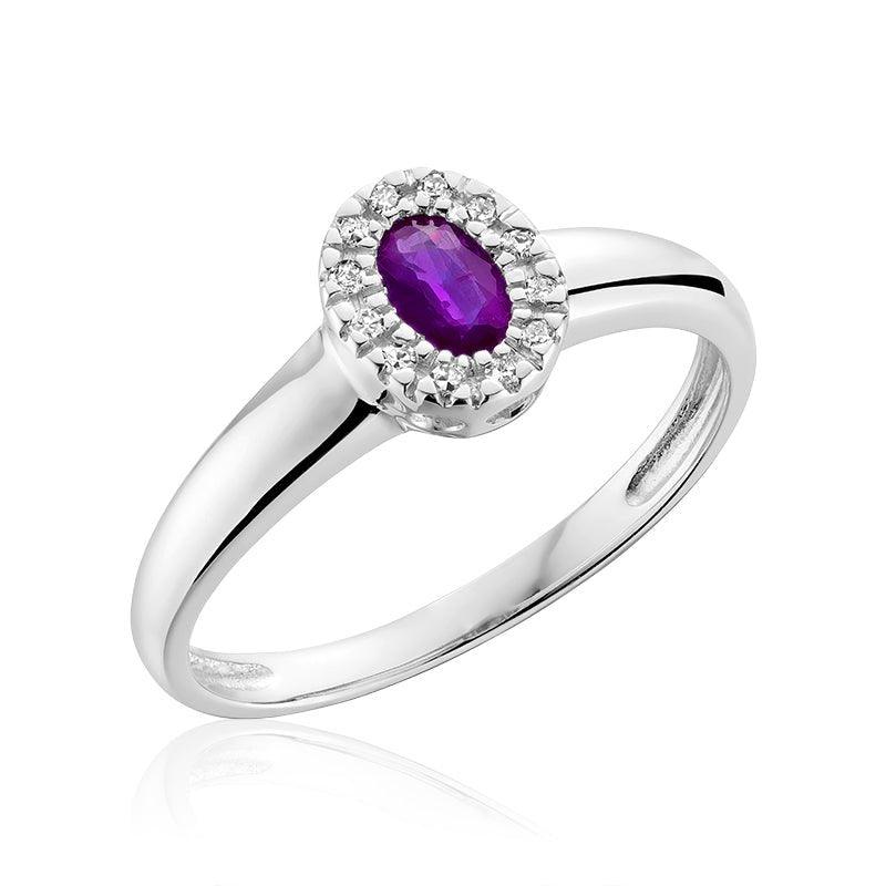 Oval Gemstone & Diamond Halo Ring