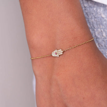 Precious Stone & Diamond Hamsa Bracelet