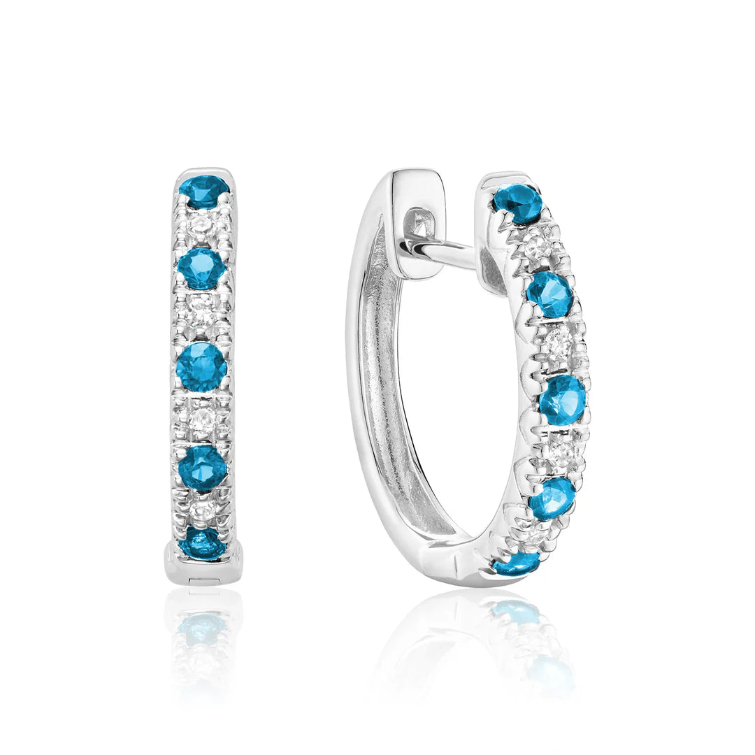 Precious Stone & Diamond Huggie Earrings