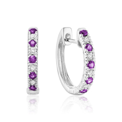 Precious Stone & Diamond Huggie Earrings