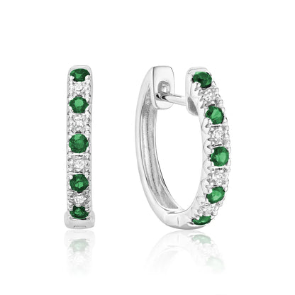 Precious Stone & Diamond Huggie Earrings