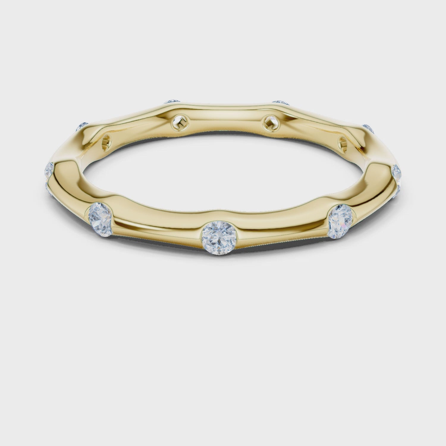 2mm Round Cut Diamond Stackable Wedding Band