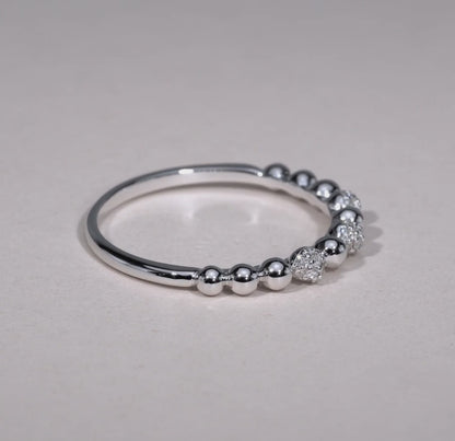 Bead Pave Diamond Ring