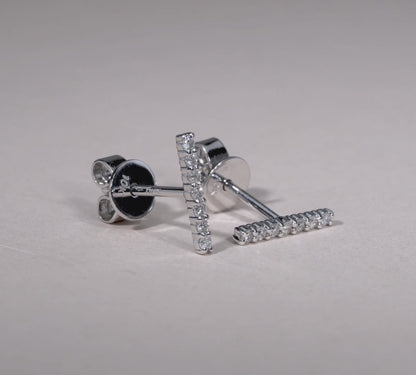 Diamond Bar Stud Earrings