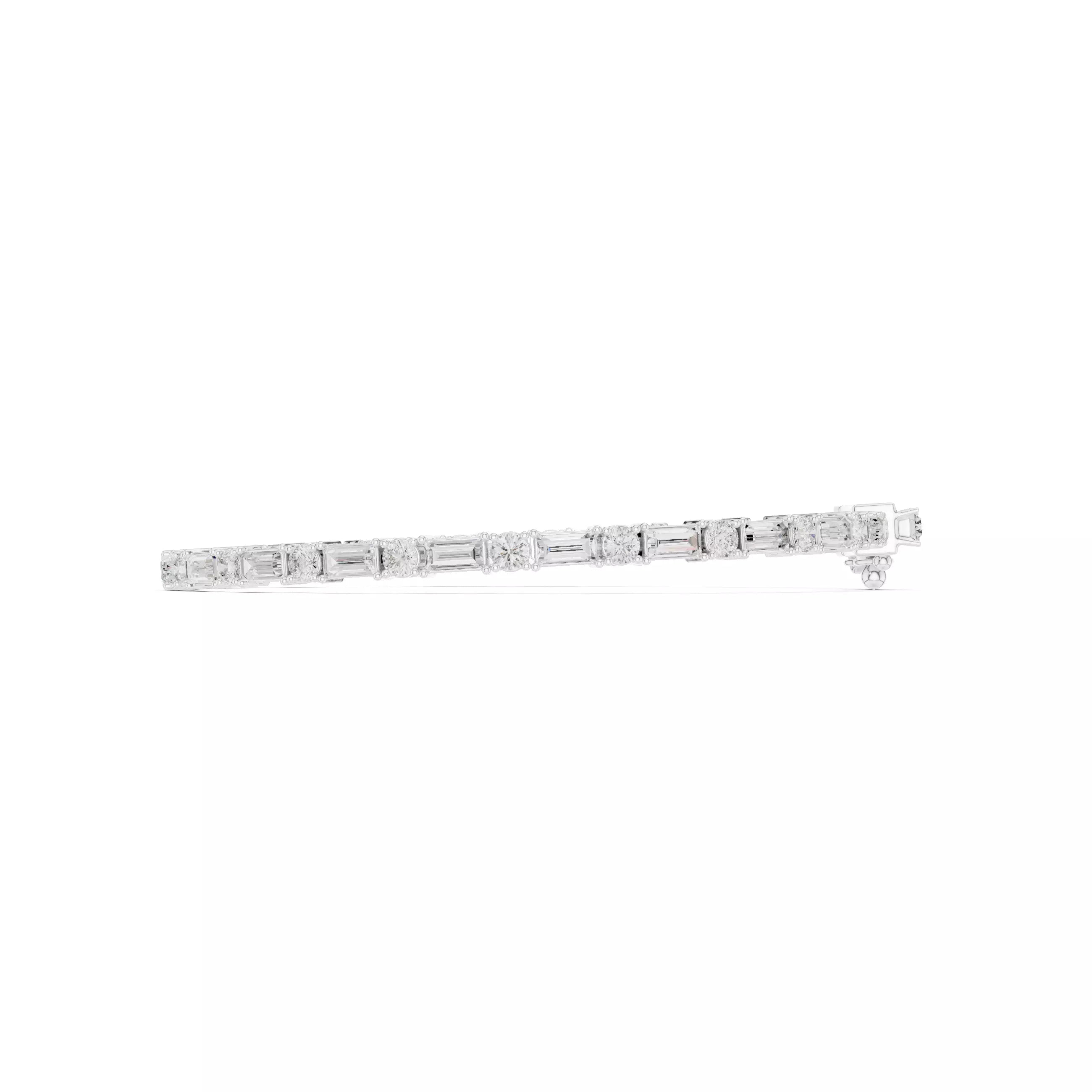 Round and Baguette Cut Diamond Tennis Bracelet