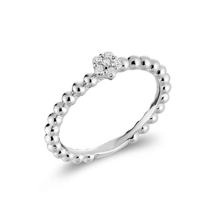 Solitaire Bead Cluster Diamond Ring