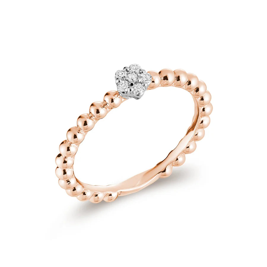 Solitaire Bead Cluster Diamond Ring