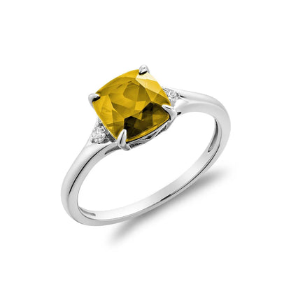 Solitaire Cushion Cut Gemstone & Diamond Ring