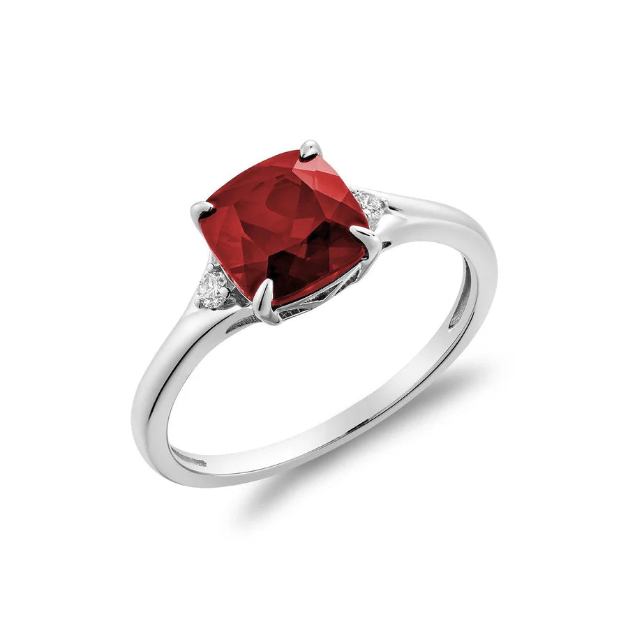 Solitaire Cushion Cut Gemstone & Diamond Ring