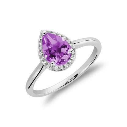 Teardrop Precious Stone & Diamond Ring