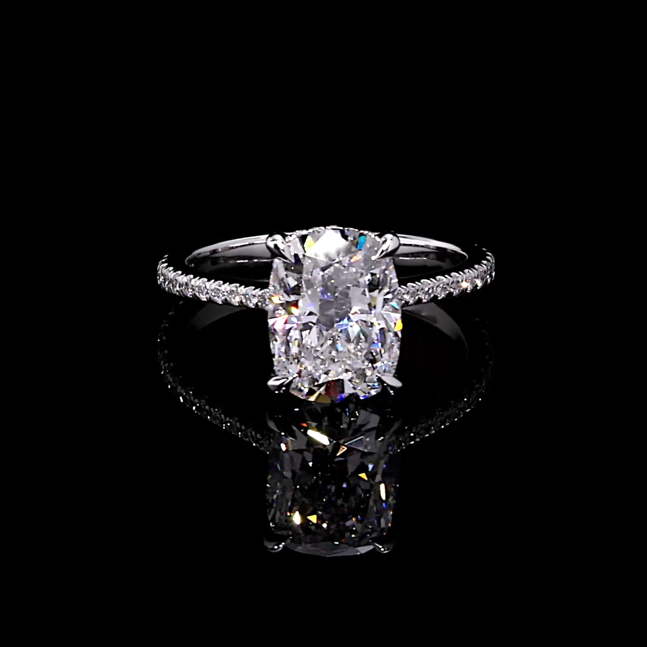 Chelsea Elongated Cushion Solitaire Lab Diamond Engagement Ring